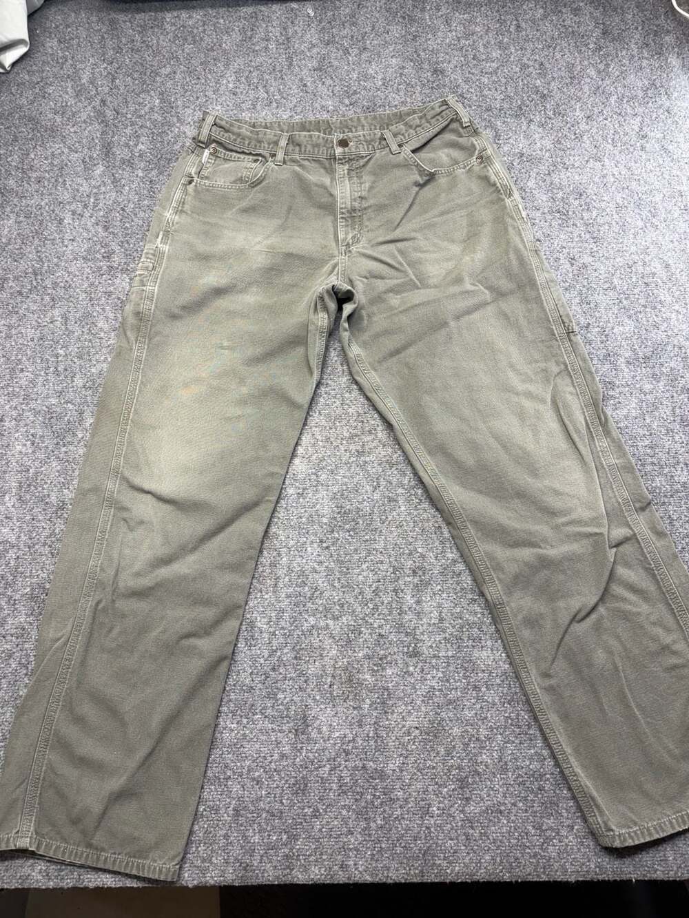 Carhartt Loose Fit Canvas Carpenter B159 DMS olive Work Pants - Men Size 36 X 34